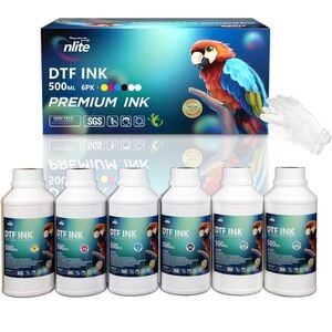 Enlite DTF Ink 500ML Combo Pack 6 Bottles PET Film Printer Refill CMYKW